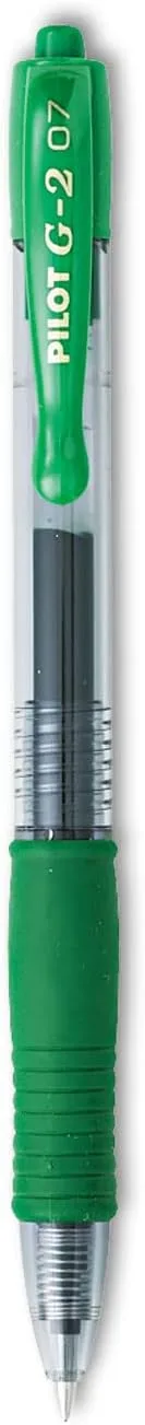 Pilot G2 Premium Gel Roller Pens, 0.7mm Fine, Green Ink, Pack of 12