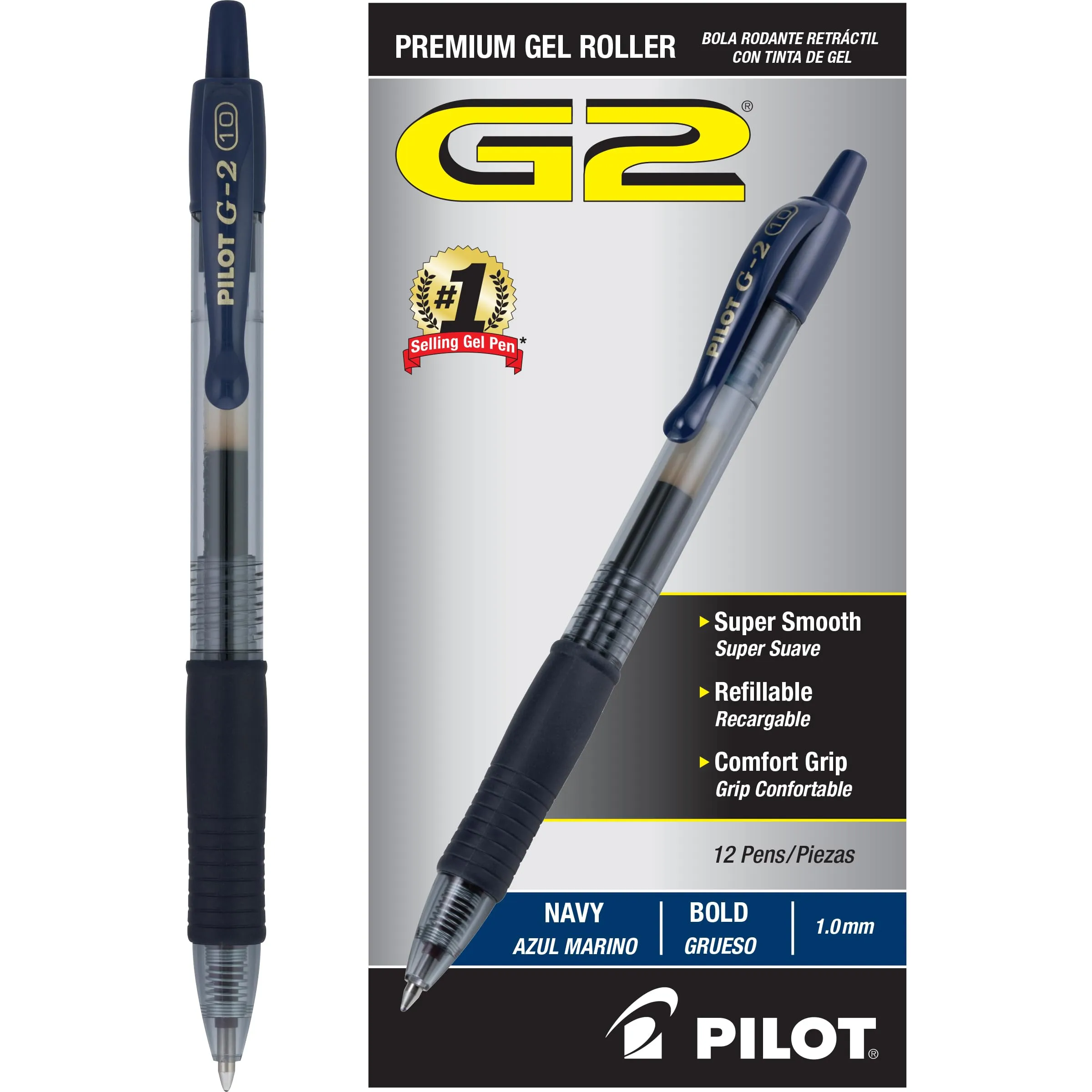 PILOT G2 Gel Roller Pens, Retractable, Refillable