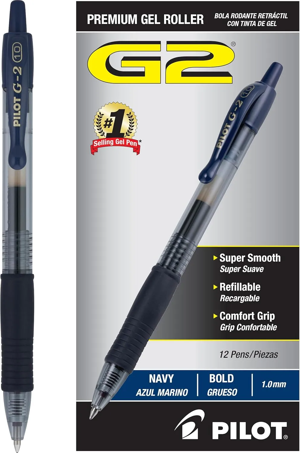 PILOT G2 Gel Roller Pens, Retractable, Refillable