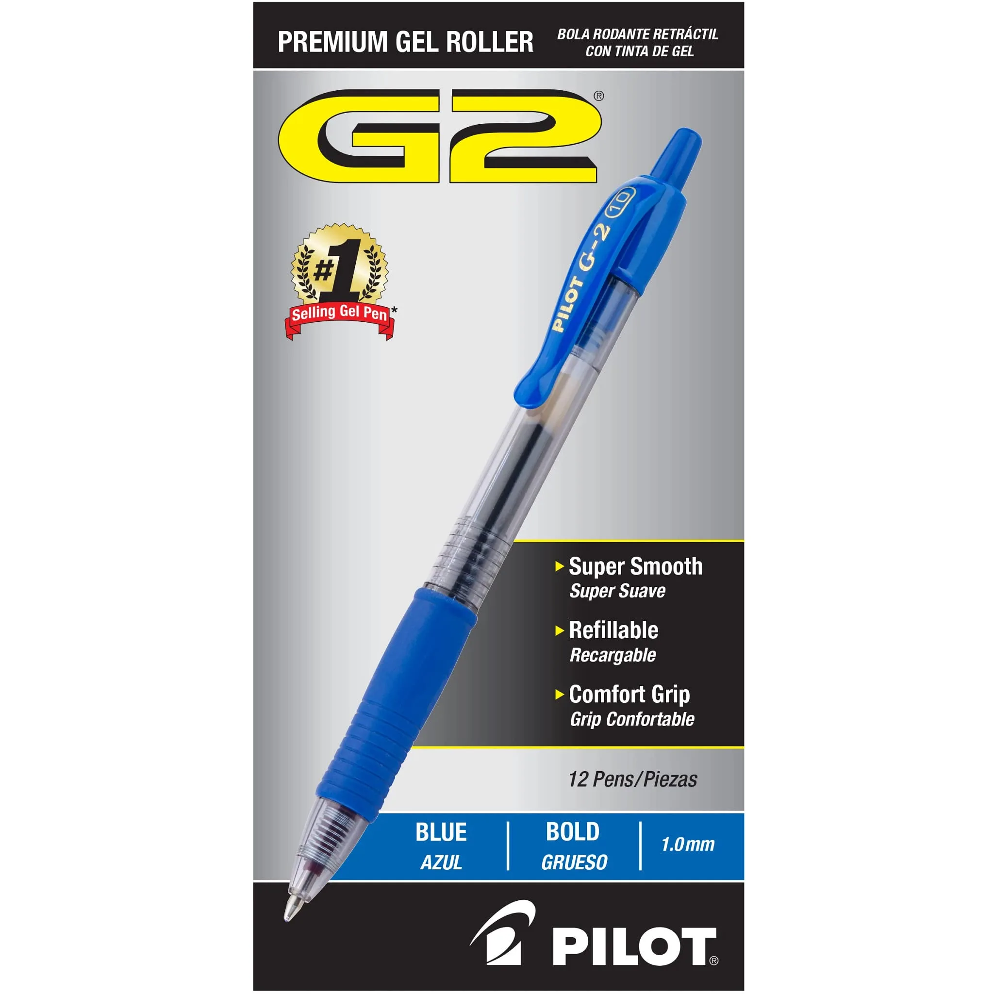 PILOT G2 Gel Roller Pens, Retractable, Refillable
