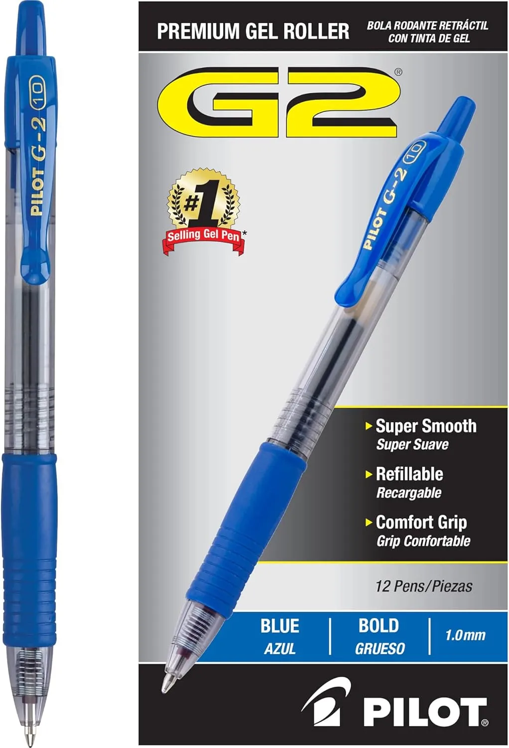 PILOT G2 Gel Roller Pens, Retractable, Refillable
