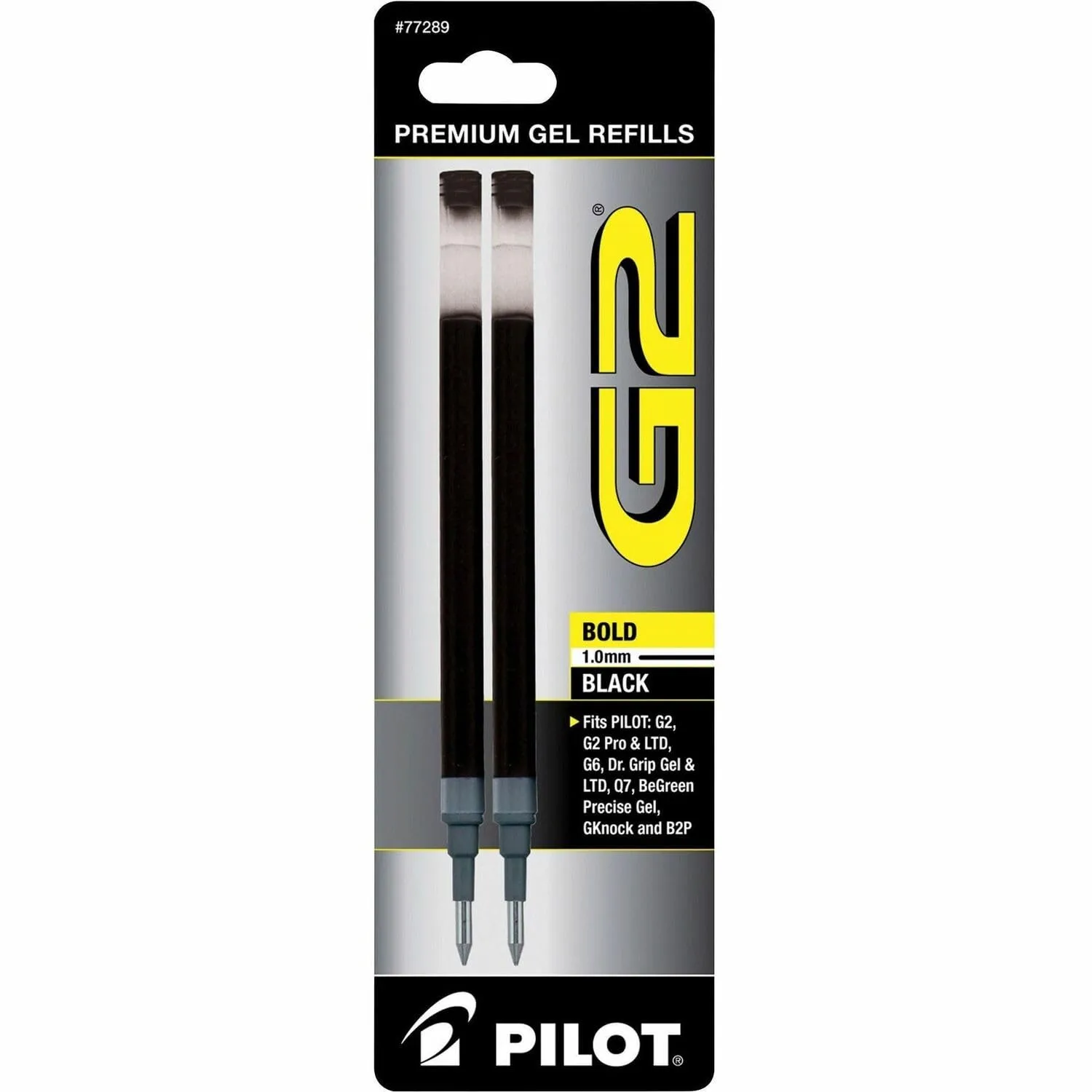 Pilot G2 Gel Ink Refills, Bold Point 1.0mm, Black Ink, Pack of 2