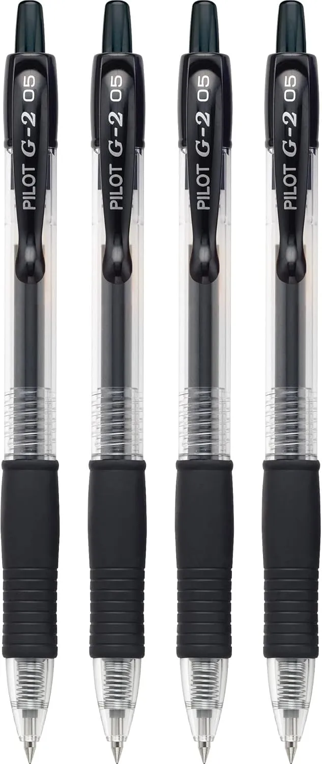 Pilot G2 Premium Gel Pens, Extra-Fine 0.5 mm, Black, 4 Pack