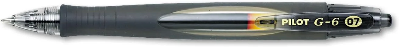 Pilot G6 Premium Gel Roller Pens, 0.7mm Fine, Black, Pack of 12