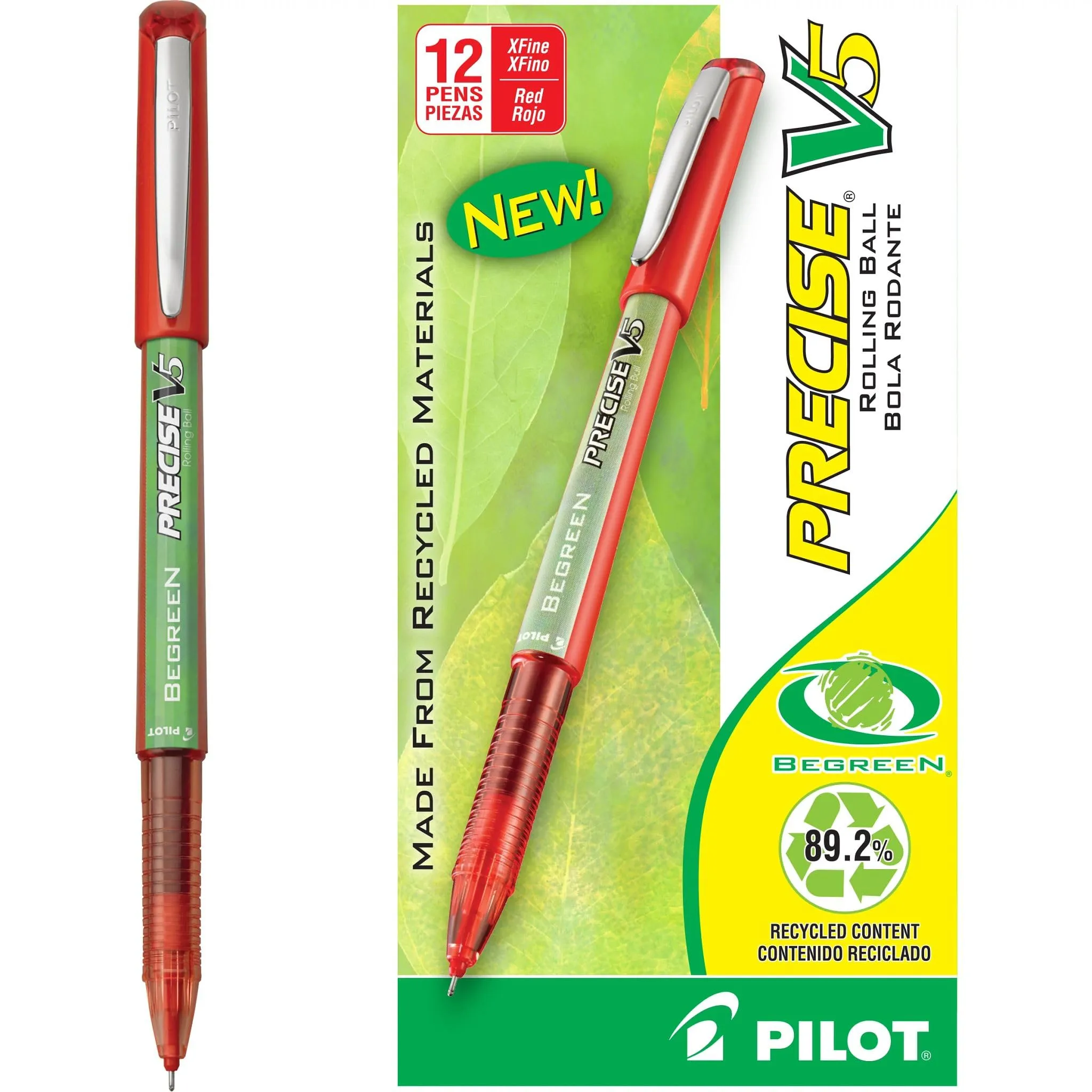 PILOT Precise V5 BeGreen Capped Rollerball Pens, Extra-Fine 0.5 mm