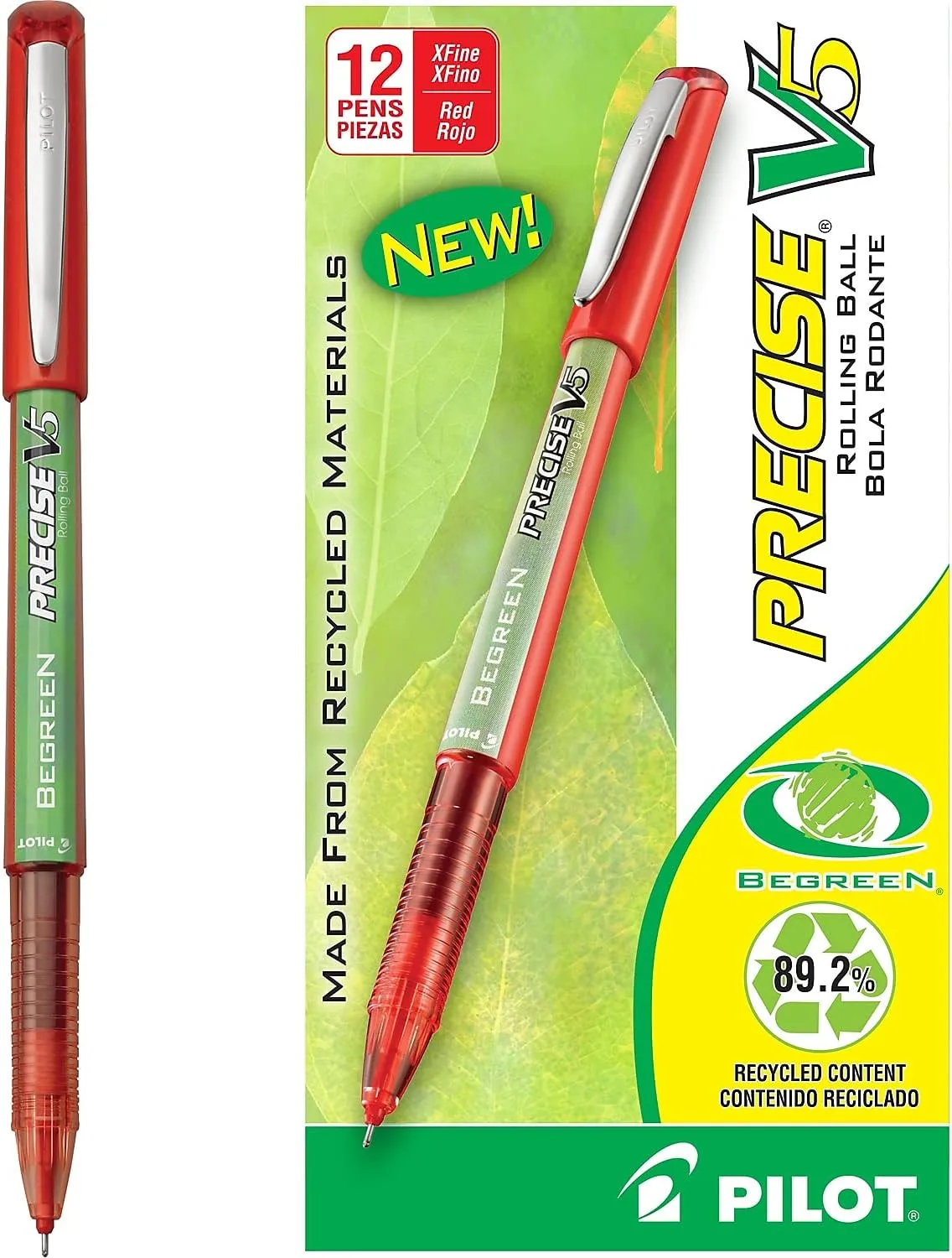 PILOT Precise V5 BeGreen Capped Rollerball Pens, Extra-Fine 0.5 mm