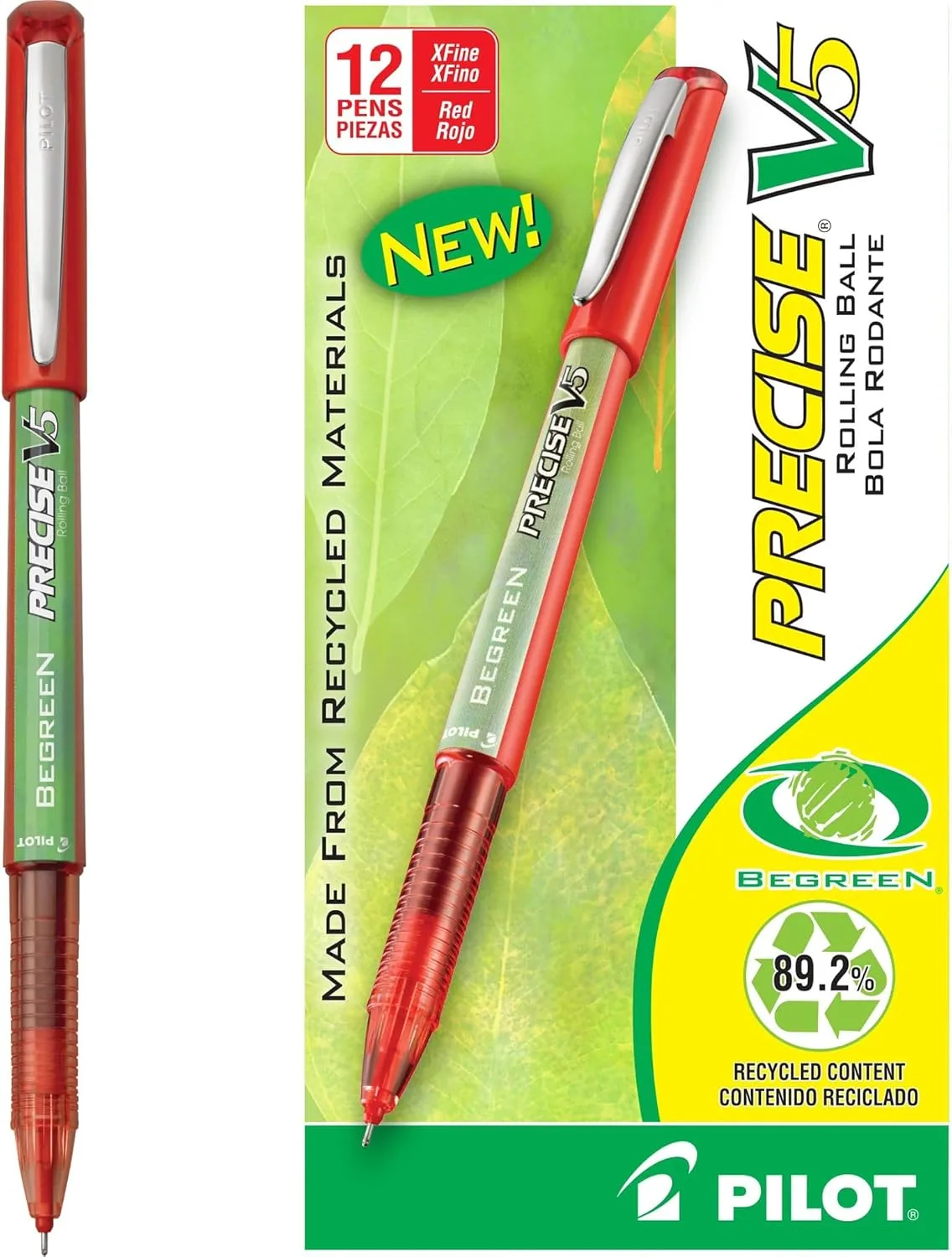 PILOT Precise V5 BeGreen Capped Rollerball Pens, Extra-Fine 0.5 mm