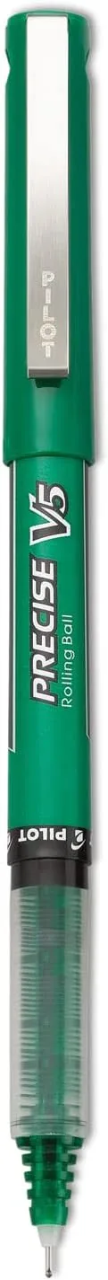 Pilot Precise V5 Rollerball Pens, 0.5mm, Green Ink, Dozen (25104)