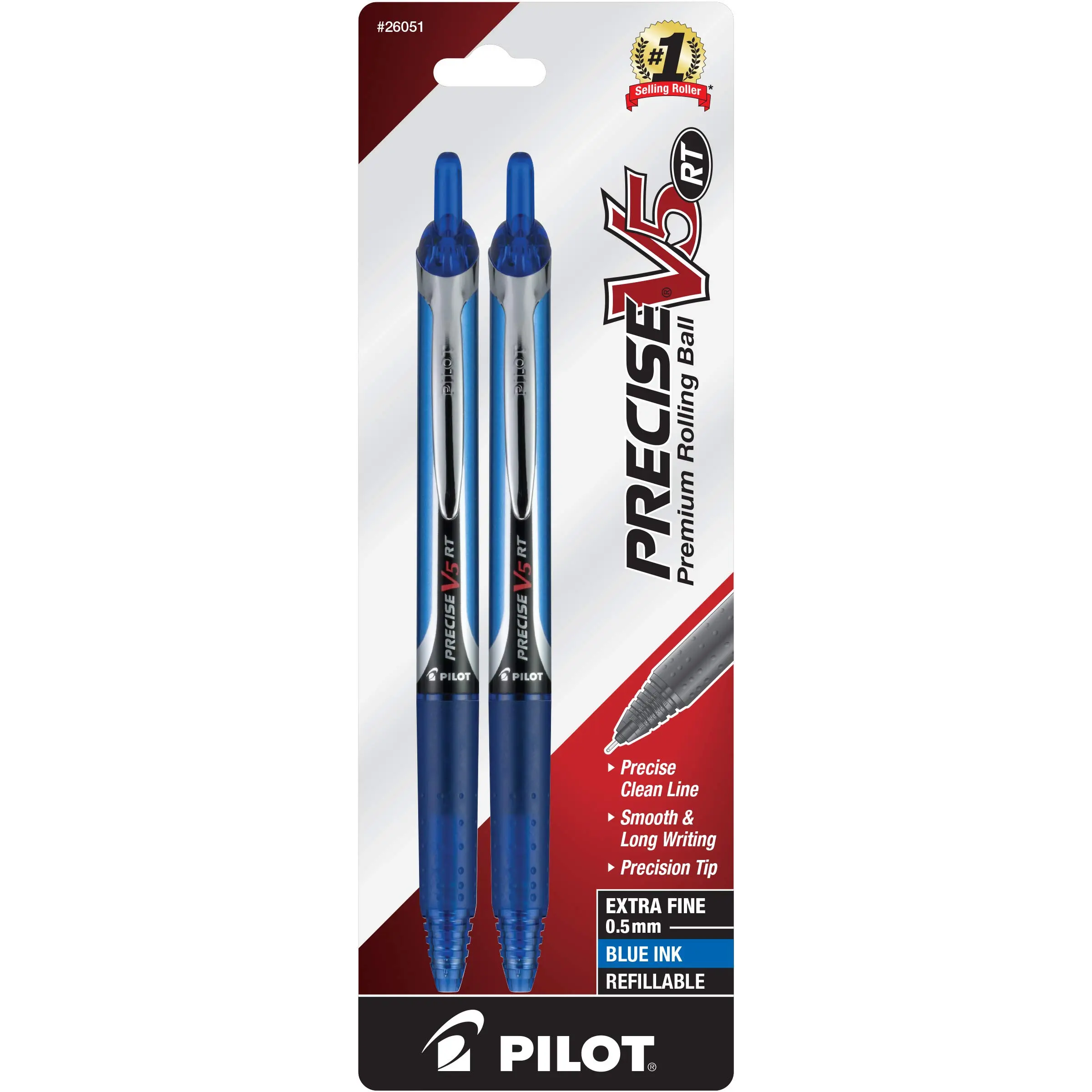 PILOT Precise V5 RT Retractable Rolling Ball Pens, 0.5mm Extra-Fine