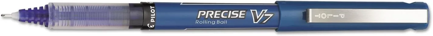 Pilot Precise V7 Roller Ball Stick Pen, Precision Point, Blue Ink, 0.7 mm - Dozen