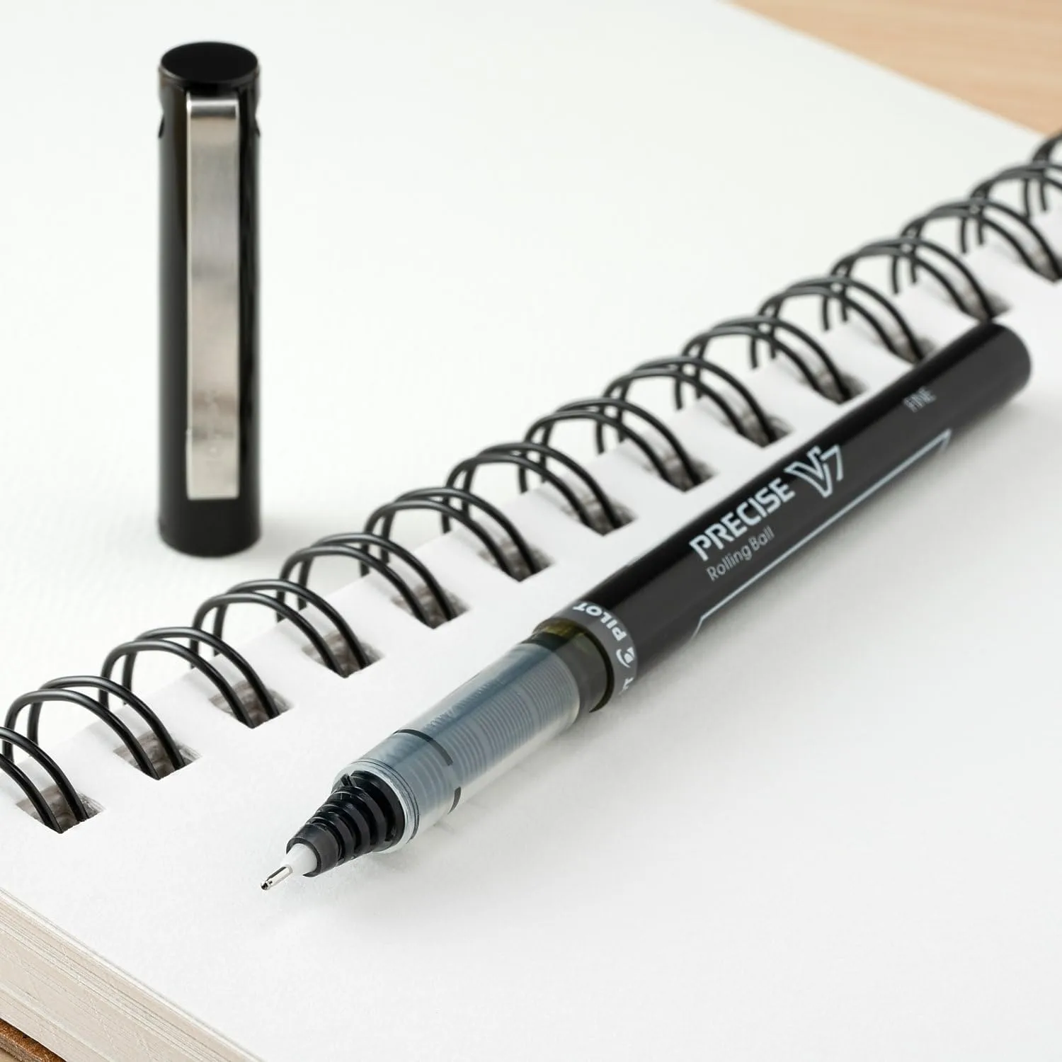 Pilot Precise V7 Capped Liquid Ink Rollerball Pens, 0.7 mm Fine, Black, Pack of 5