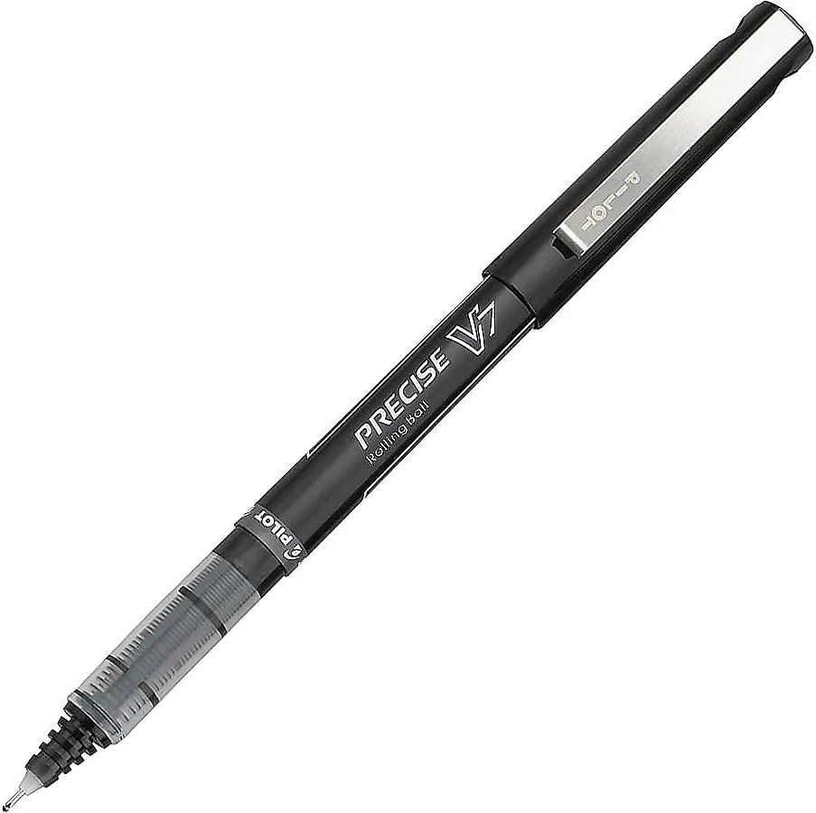 Pilot Precise V7 Capped Liquid Ink Rollerball Pens, 0.7 mm Fine, Black, Pack of 5