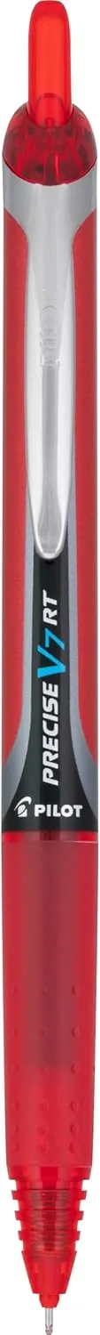 Pilot Precise V7 RT Refillable & Retractable Liquid Ink Rollerball Pens, Red Ink Pens, Fine Point (0.7 mm), 12-Pack - Ideal for School, Journaling, and Office Writing