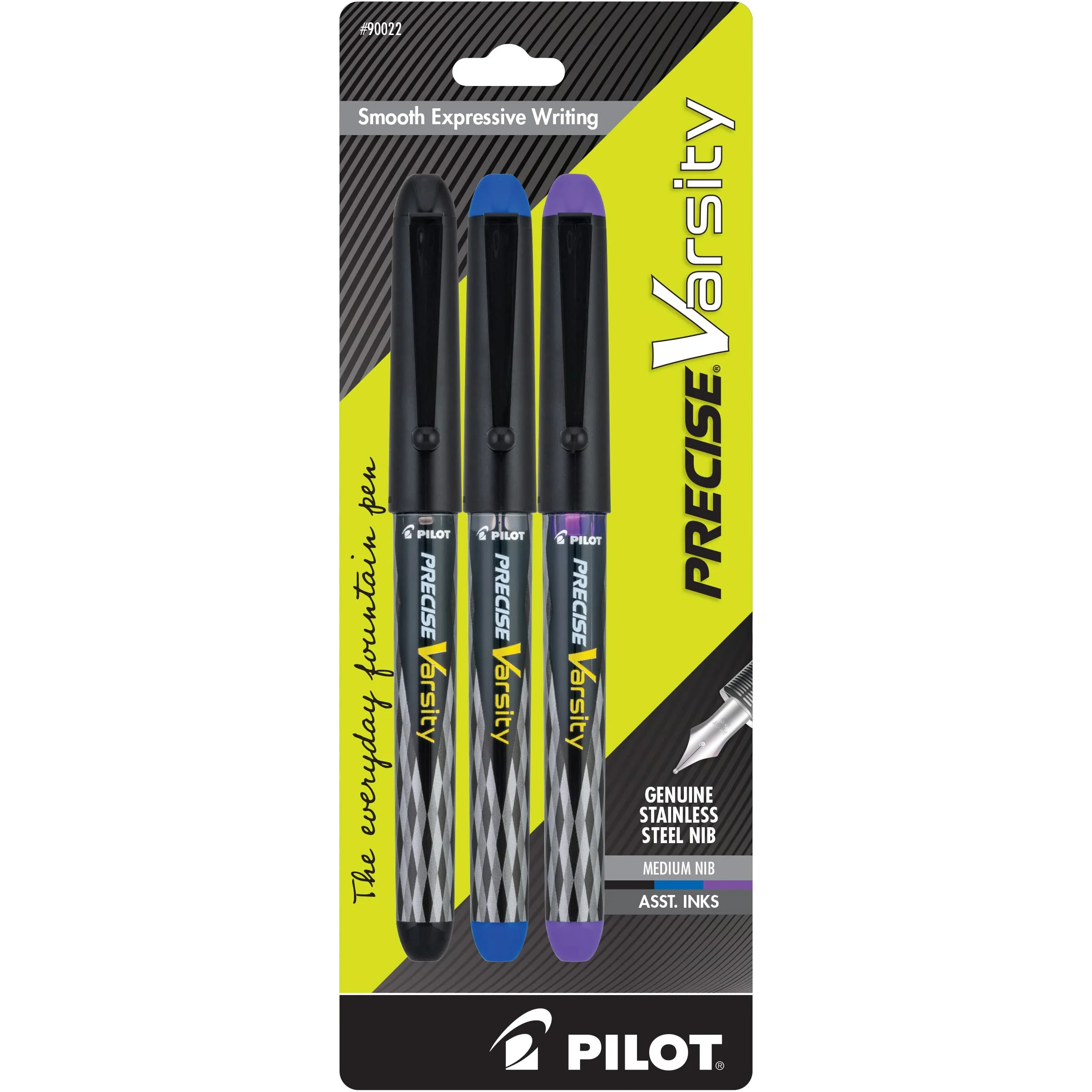 PILOT Varsity Pre-Filled Disposable Fountain Pens, Medium Stainless Steel Nib