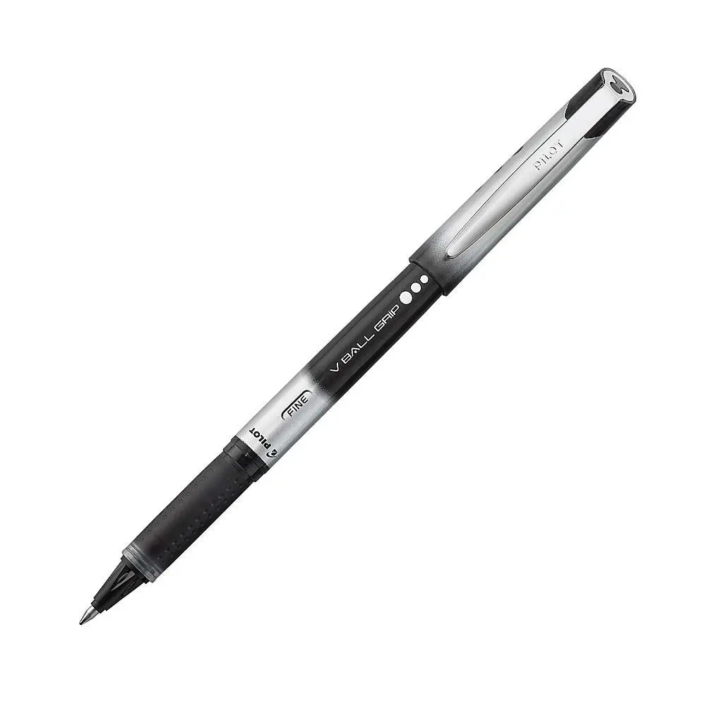 PILOT VBall Grip Liquid Ink Rolling Ball Stick Pens, Fine Point, Black Ink, 12-Pack (35570)