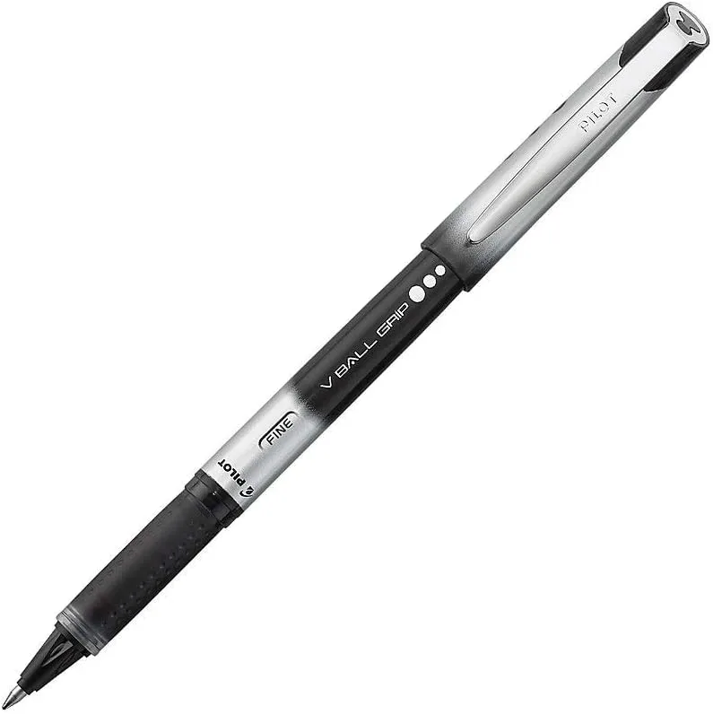 PILOT VBall Grip Liquid Ink Rolling Ball Stick Pens, Fine Point, Black Ink, 12-Pack (35570)