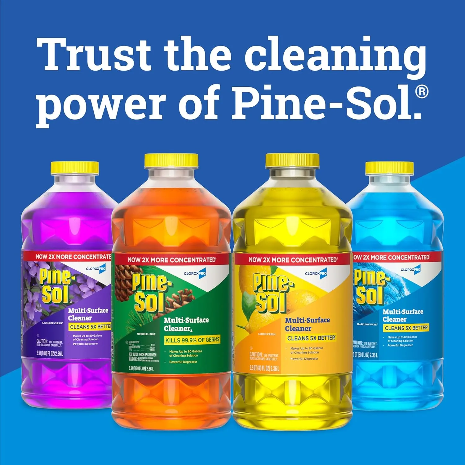 Pine-Sol Multi-Surface Cleaner, CloroxPro, 2X Concentrated, Lemon Fresh, 80 Fl Oz