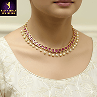 PINK SQUARE STONES NECKLACE