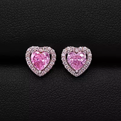 Diamonds Pink Heart Earrings Diamonds Pink Heart Earrings