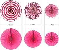 Pink Paper Fans for Decoration - Set of 6 Pcs