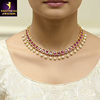 PINK SQUARE STONES NECKLACE