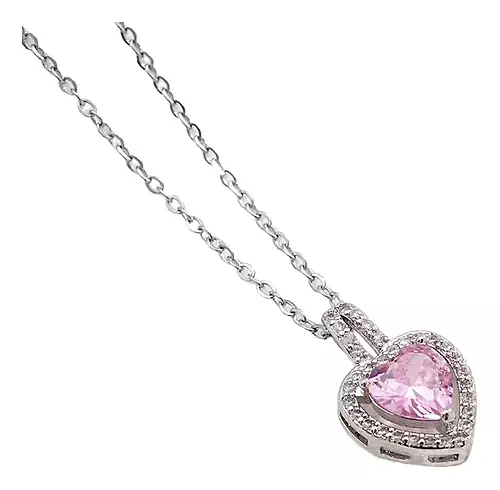 Diamonds Pink Heart Necklace