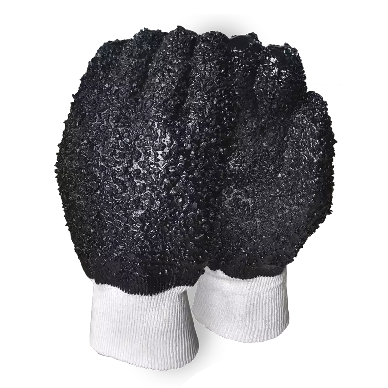 Black Chip PVC Glove Knit Wrist
