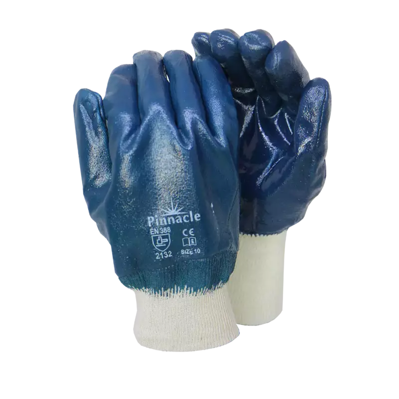 Pinnacle Blue Nitrile Glove Knit Wrist