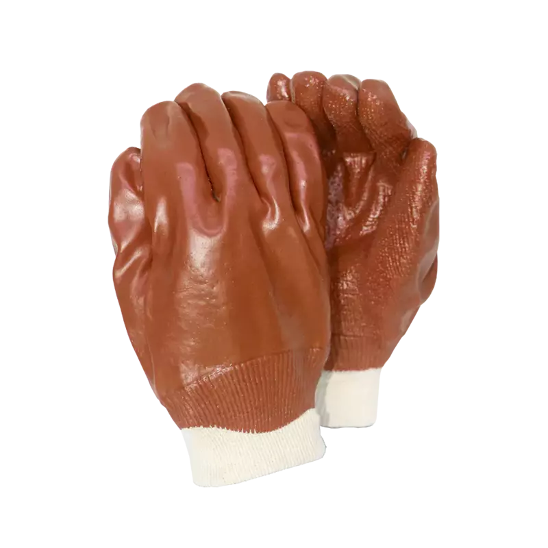 Pinnacle PVC Brown Rough Palm Heavy Duty Glove Knit Wrist