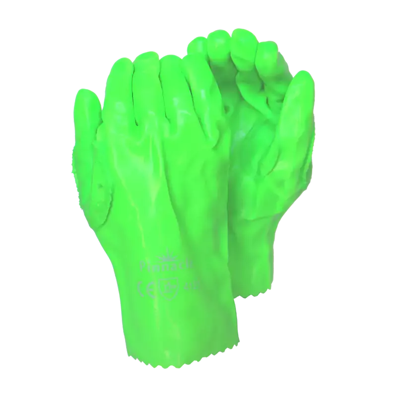 Pinnacle Lime Green PVC Glove Open Cuff