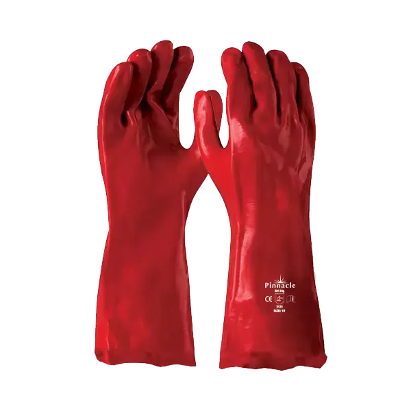 PVC Red Glove Open Cuff 35cm