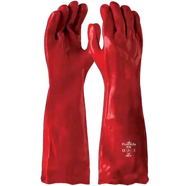 PVC Red Glove Open Cuff 40cm