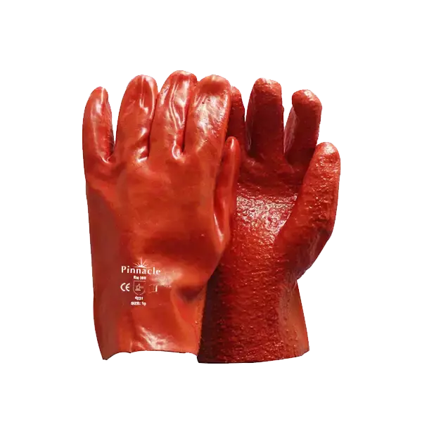 Pinnacle PVC Red Rough Palm Heavy Duty Glove Open Cuff