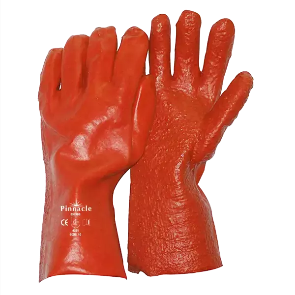Pinnacle PVC Red Rough Palm Heavy Duty Glove 35cm