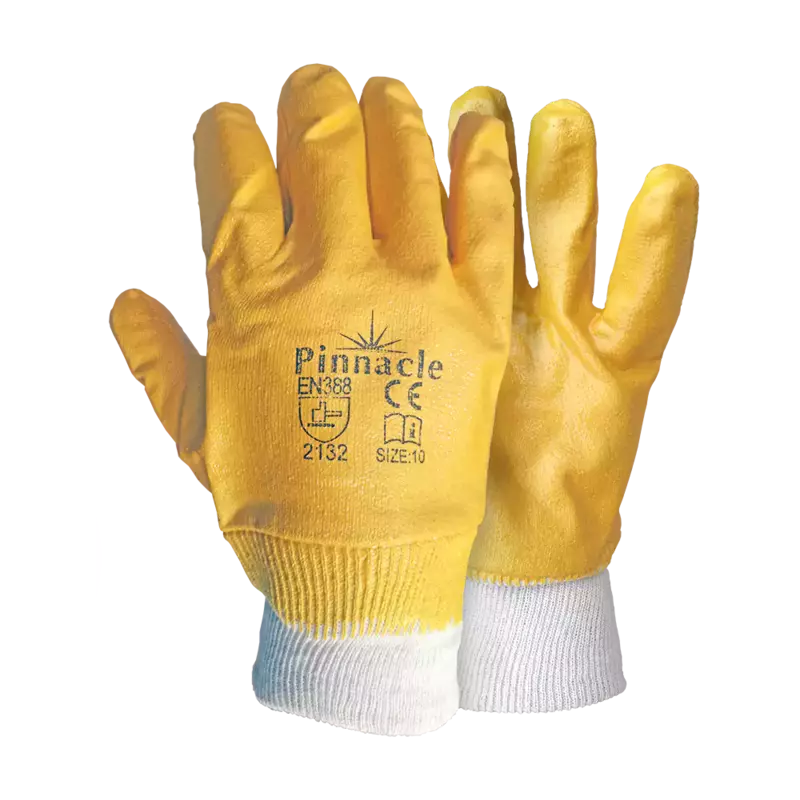 Pinnacle Yellow Nitrile Glove Knit Wrist