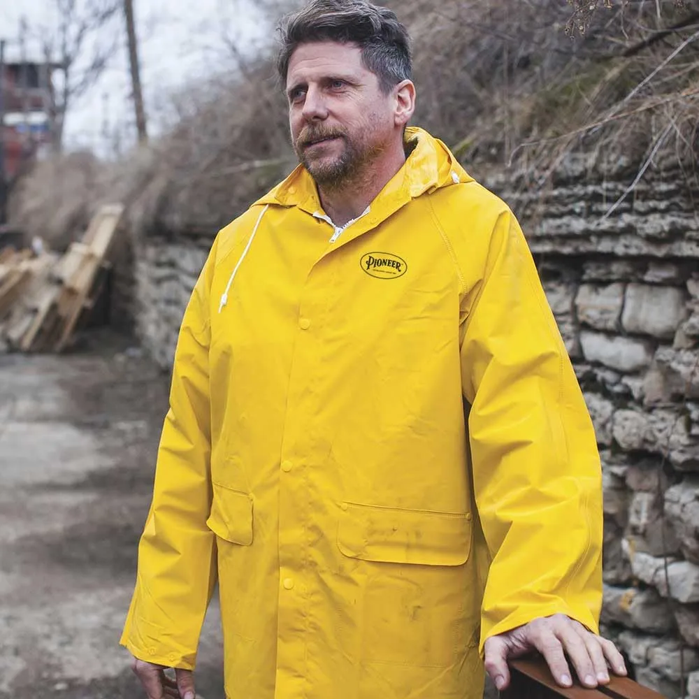 PIONEER Waterproof PVC Work Suit for Men – 3-Piece Rain Suit with Detachable Hood and Bib Pants