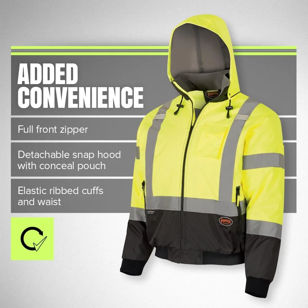 PIONEER Hi-Vis Insulated Safety Bomber - Waterproof Winter Work Jacket for Men and Women