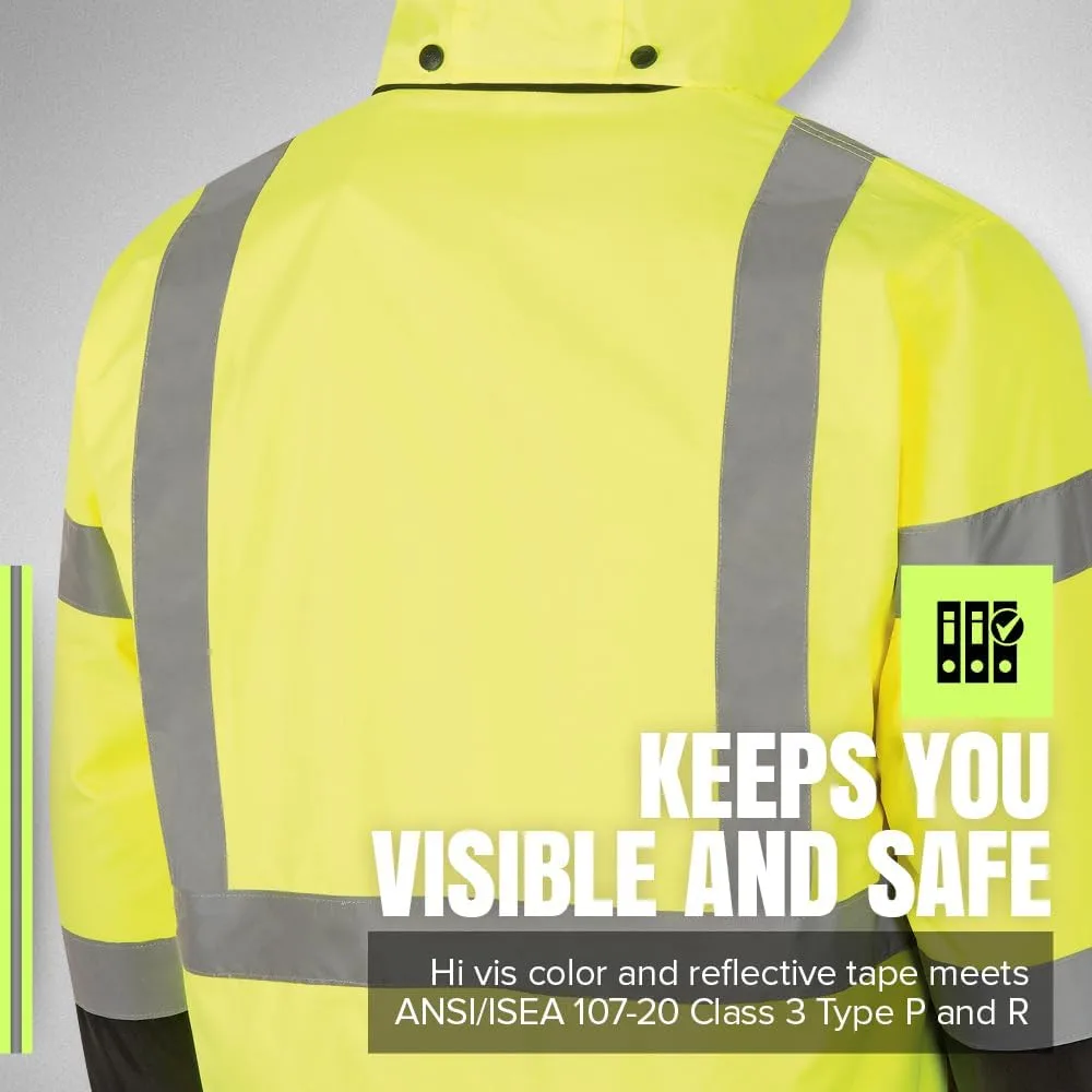 PIONEER Hi-Vis Insulated Safety Bomber - Waterproof Winter Work Jacket for Men and Women