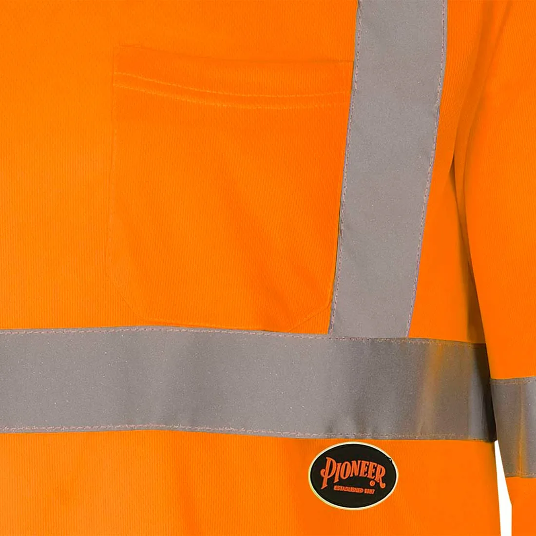 PIONEER Hi-Vis Long Sleeve Safety T-Shirt with Pocket - Reflective Tape