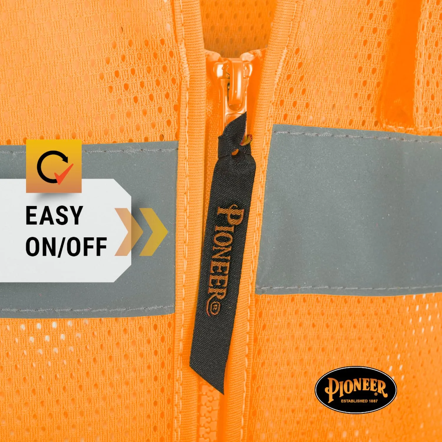 Pioneer Hi Vis Mesh Safety Vest for Men & Women - Reflective Tape - Class 2 - Traffic, Public Safety