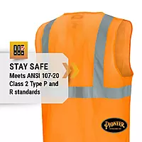 Pioneer Hi Vis Mesh Safety Vest for Men & Women - Reflective Tape - Class 2 - Traffic, Public Safety