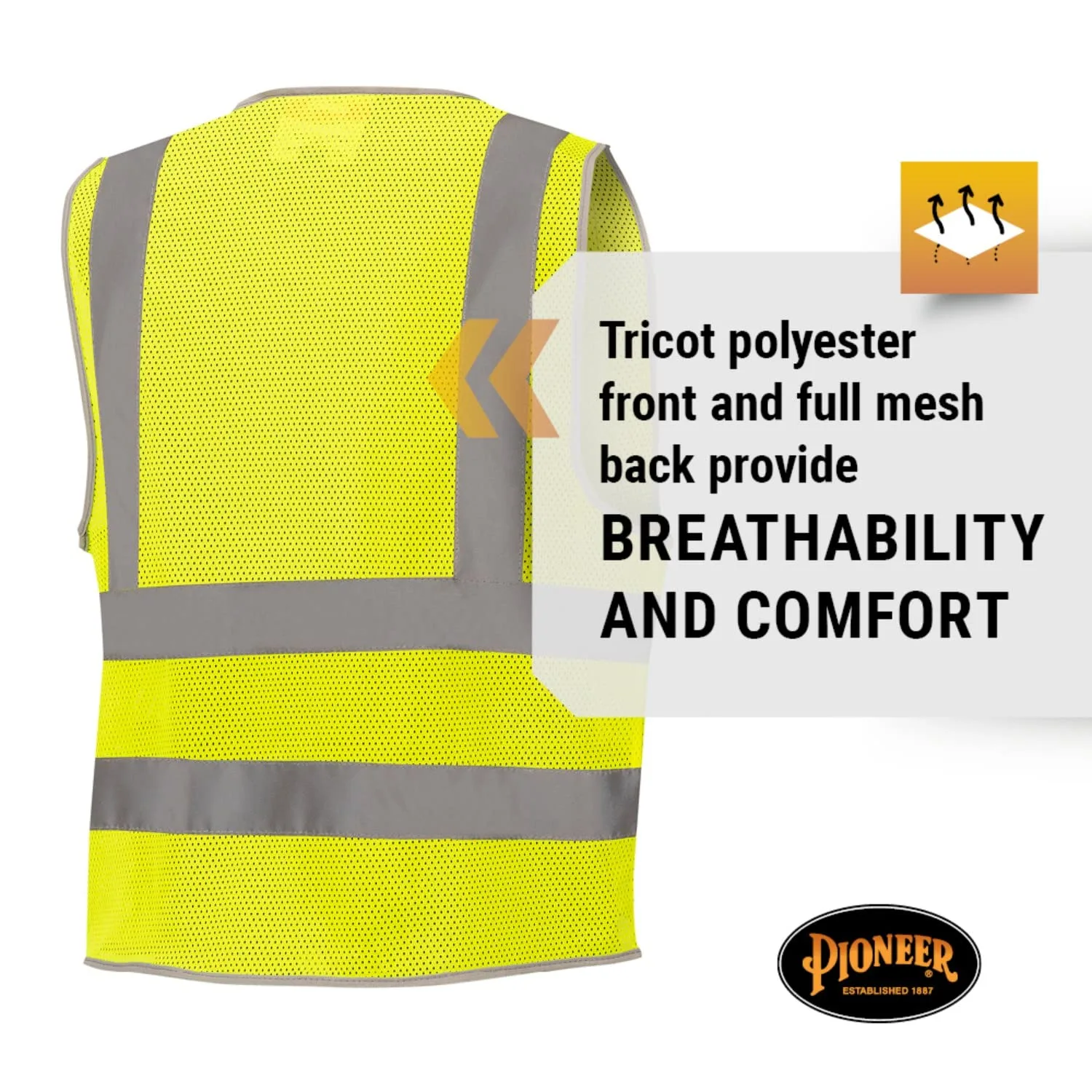 Pioneer Men's Safety Vest Bundle - Hi Vis Mesh Neon Vest with 8 Pockets, Zipper Closure - Orange, Yellow/Green