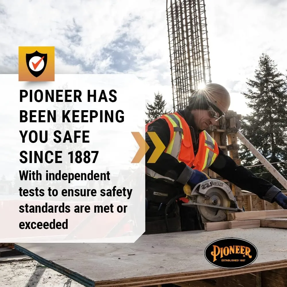 Pioneer Hi Vis Tear-Away Mesh Back Safety Vest - Reflective Tape, 4 Pockets
