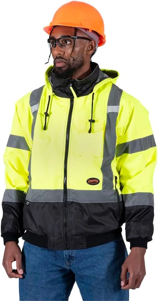PIONEER Hi Vis Safety Bomber for Men - Waterproof Reflective ANSI Class 3 Winter Jacket
