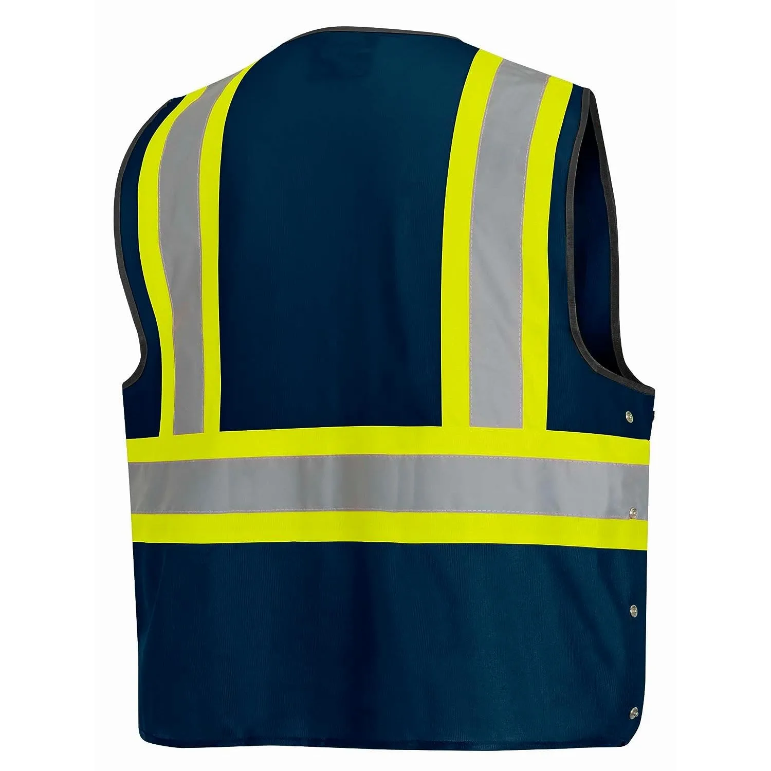 Pioneer Hi-Vis Reflective Safety Vest, Solid Neon, 8 Pockets, Zipper, Adjustable