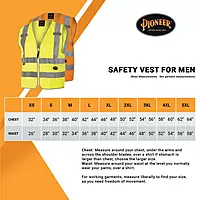 Pioneer Safety Vest for Men – Hi Vis Reflective Neon with 8 Pockets, Zipper Closure for Construction, Traffic