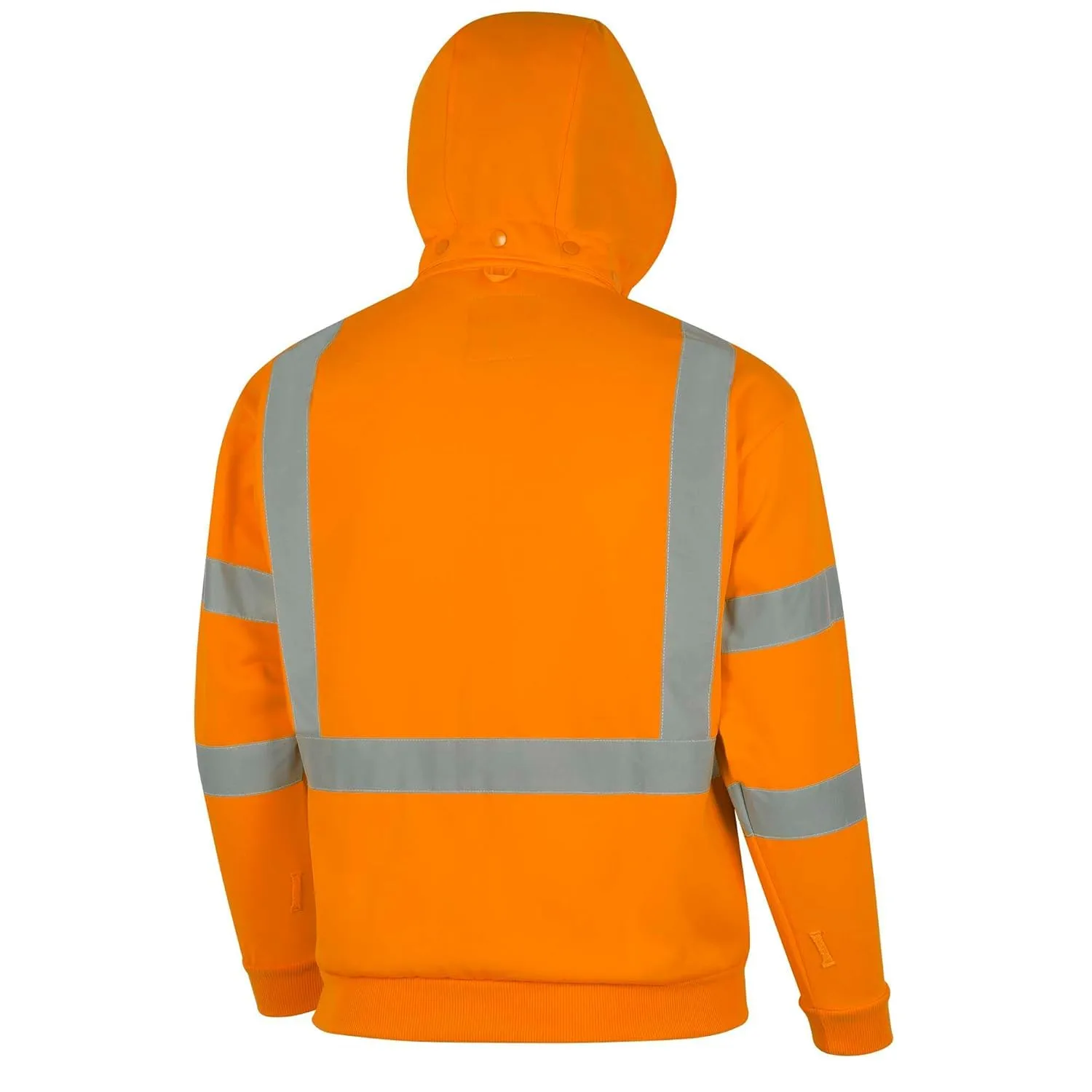 Pioneer High Visibility Safety Hoodie – Reflective Hi Vis Sweatshirt Jacket with Zipper, Pockets – Polyester Fleece