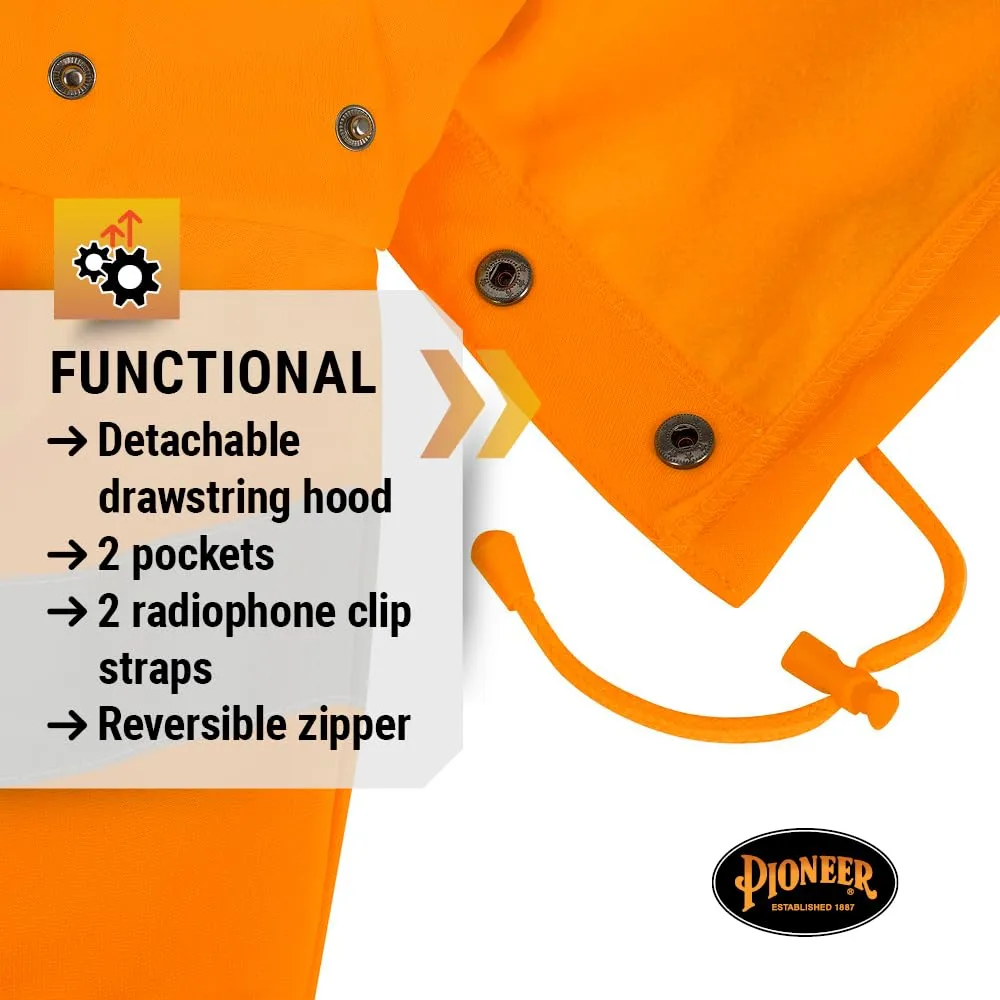 Pioneer High Visibility Safety Hoodie – Reflective Hi Vis Sweatshirt Jacket with Zipper, Pockets – Polyester Fleece
