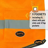 PIONEER 6960U Orange Mesh Multipocket Safety Vest - X-Small