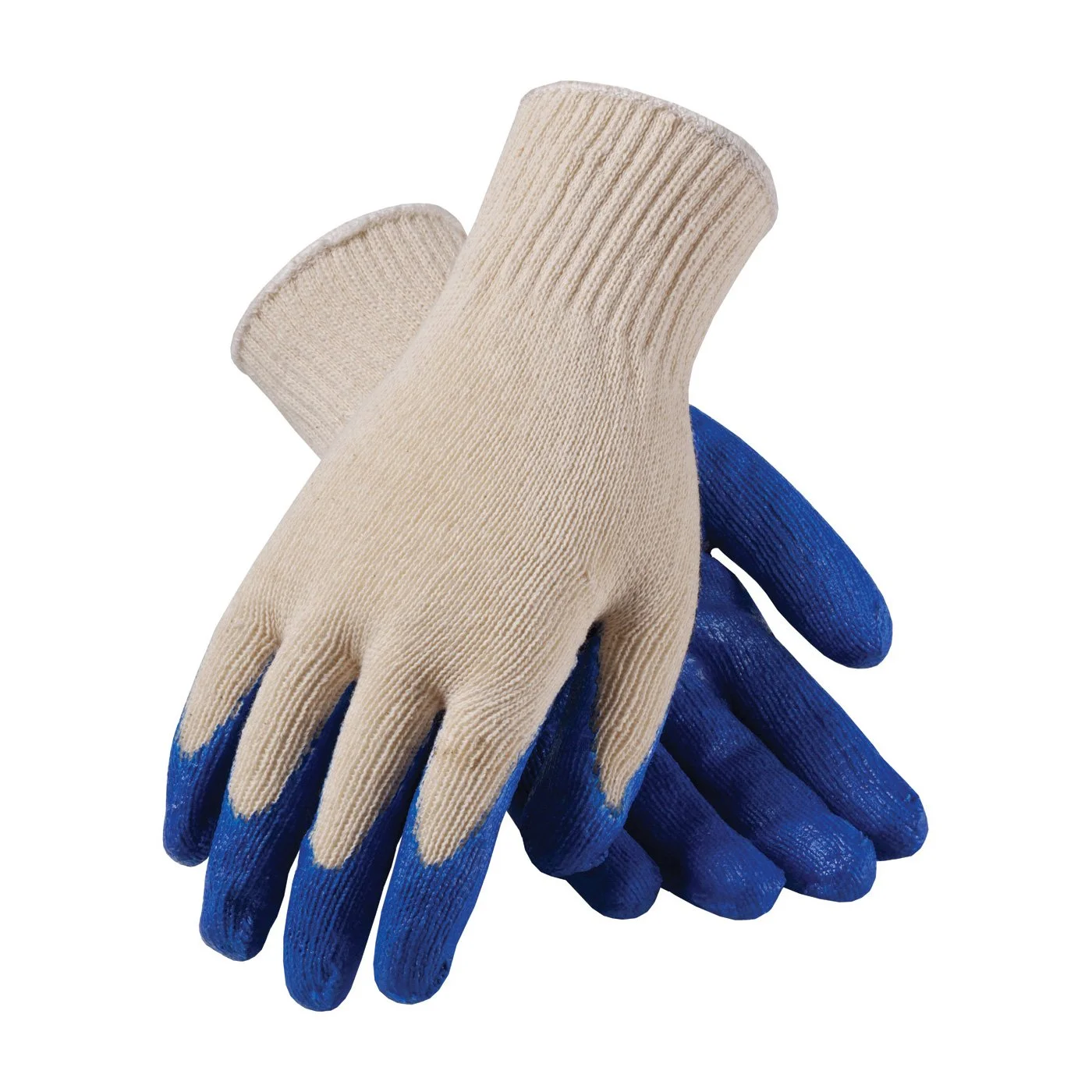 PIP Seamless Knit Cotton/Polyester Gloves, Regular Grade, Large, Natural/Blue, 12 Pairs
